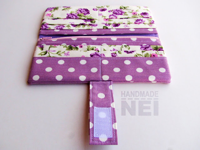 Handmade Nel: Лилаво портмоне от плат "Рози" 