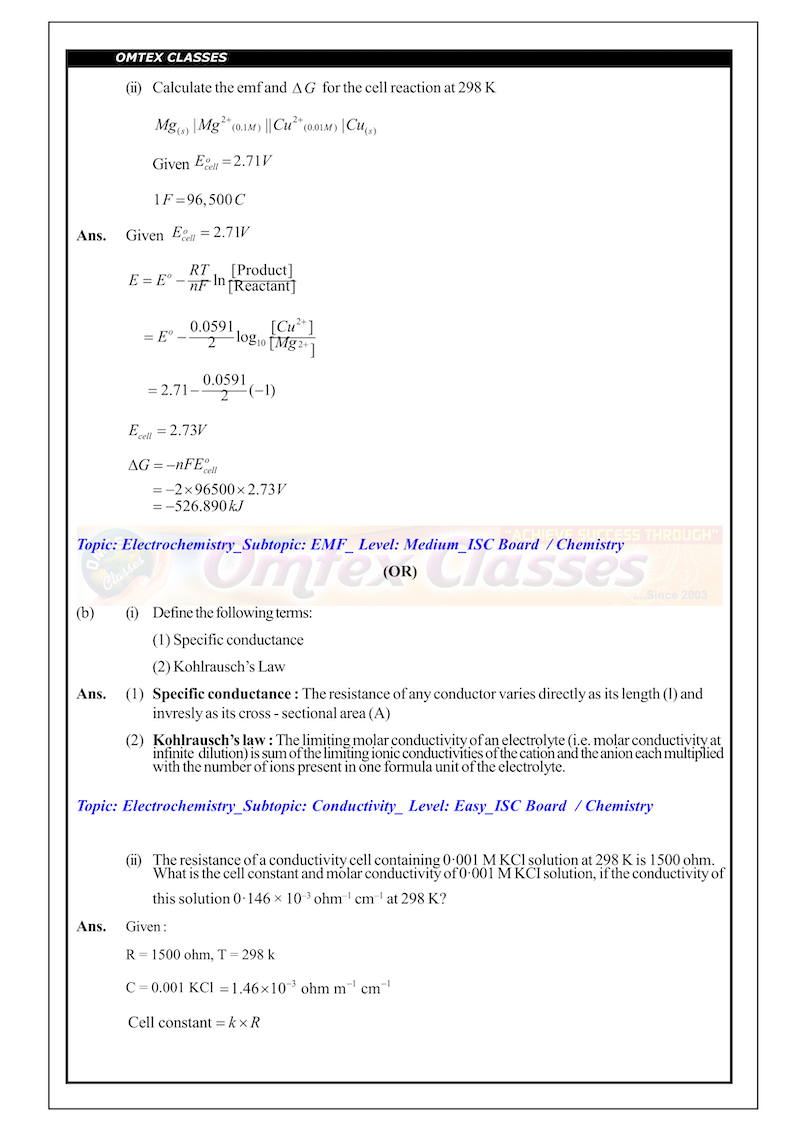 XII_ISC Board_Official Chemistry P-1 Solutions 01.03.2019