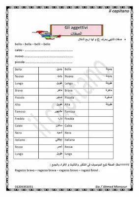 أقوى مذكرة ايطالى اولى ثانوي الترم الأول PDF 2022