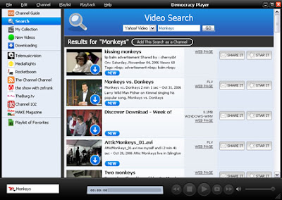 Democracy Player can Search & Download Videos from YouTube, Google Video & more
