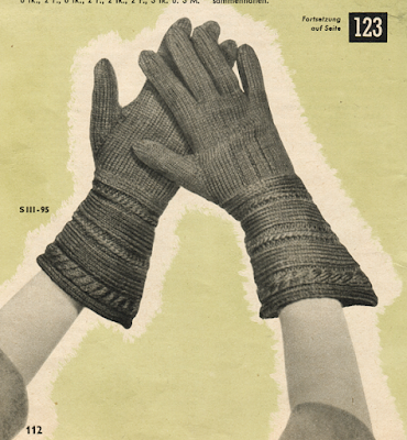 The Vintage Pattern Files: Free 1950's Knitting Pattern - Handscuhuhe Fur Damen