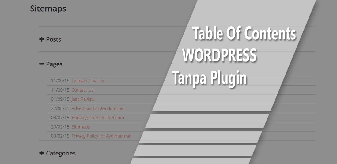 Membuat Sitemaps Atau Table Of Contents Wordpress Tanpa Plugin