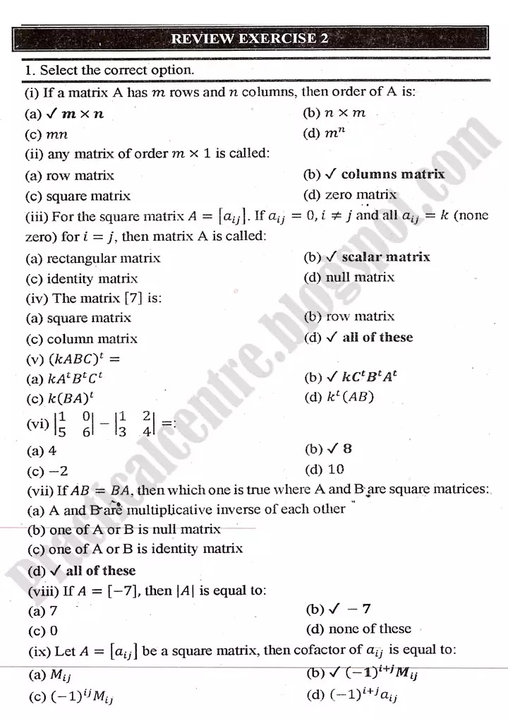 matrices-and-determinants-review-exercise-2-1
