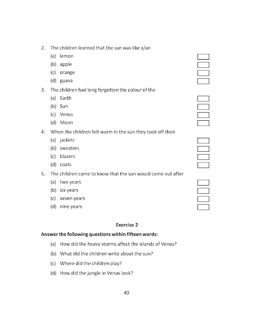 All summer in a Day - Ray Bradhury - Lesson 5 - WB Class 9 English suggestion 2023 part 6