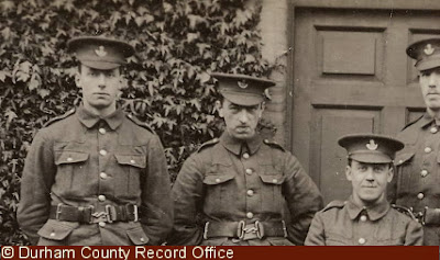 Members of 18th Battalion, DLI, at Cocken Hall, one soldier also appears on the photograph below, 1914-1915 (D/DLI 2/18/24(108))