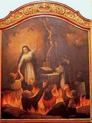 En la imagen una pintura de la Virgen intercediendo a su Hijo por las almas del purgatorio