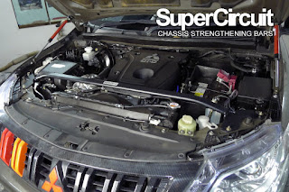 SUPERCIRCUIT Front Engine Bar installed to the engine bay of the Triton 2.4 MIVEC.