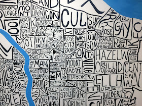 portland neighborhood map, portland mural, portland neighborhood mural, portland map mural, portland pride mural