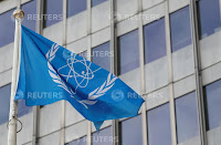 The flag of the International Atomic Energy Agency (IAEA) flutters in front of their headquarters in Vienna, Austria March 4, 2019 (Credit: pictures.reuters.com0) Click to Enlarge.