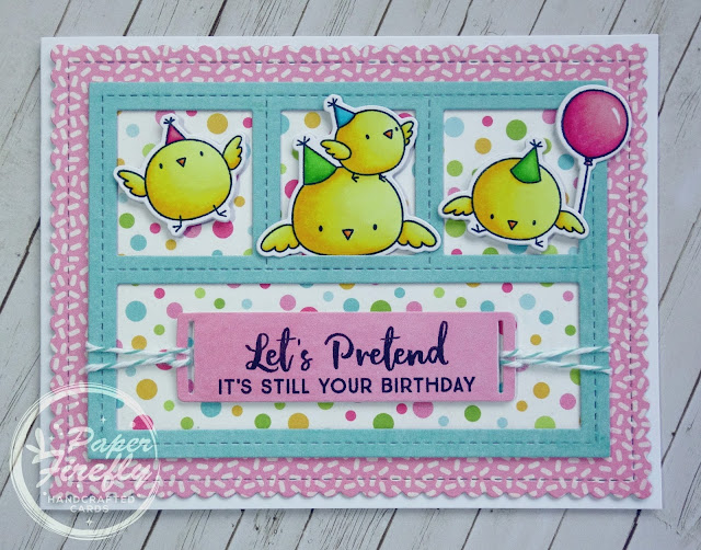 Belated birthday card with cute chicks (stamp images are Birthday Chicks from My Favorite Things)