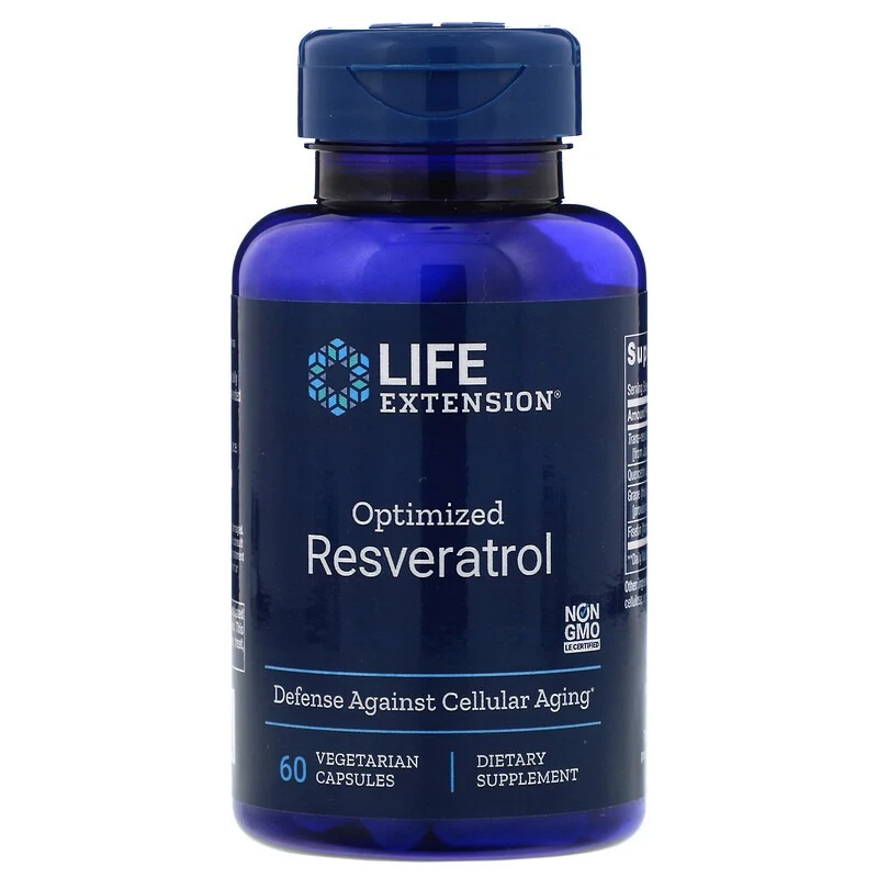 Life Extension, Оптимизированный ресвератрол, 60 вегетарианских капсул