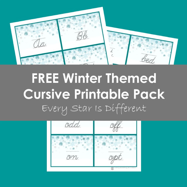 Free Winter Themed Cursive Printable