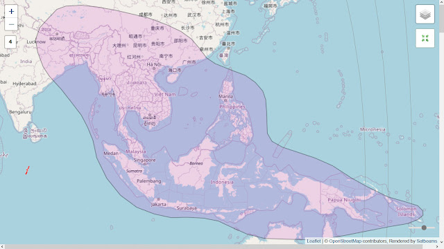 Peta jangkauan satelit Thaicom 6 C-band beam South Easy Asia