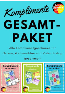 Komplimente schenken in der Grundschule. Bastelvorlagen und Anleitungen für eine Klassenaktion. Süße Herzen für nette Komplimente am Valentinstag.