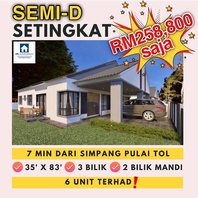 Rumah Semi-D 1 Tingkat Bawah Harga RM260K Di Simpang Pulai Perak