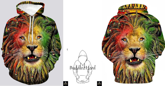 LW Men Lion Print Oversized Hoodie