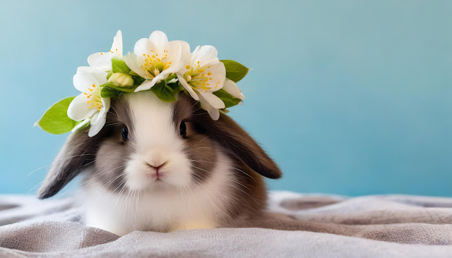 Cute Little Rabbit Wearing Flower Crown HD Wallpaper