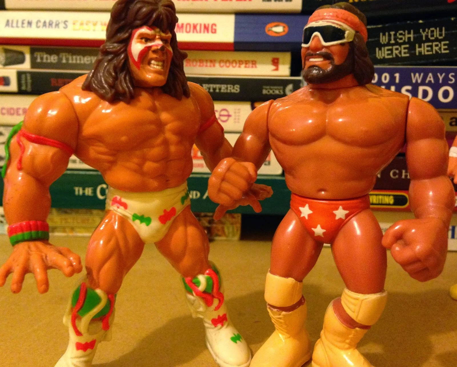 WWF / WWE - Hasbro Wrestling Figures - Macho Man Randy Savage vs.Ultimate Warrior from Wrestlemania 7