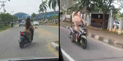 Gadis Cantik Telanjang Naik Motor