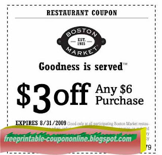 Free Printable Boston Market Coupons