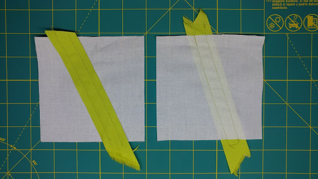 Sewing bias strips in preparation of using the Olfa chenille cutter