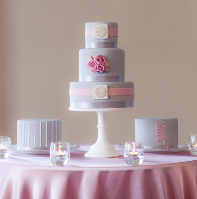 pink and gray wedding Erica Obrien Cake Design
