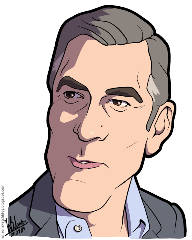 Cartoon caricature of George Clooney.