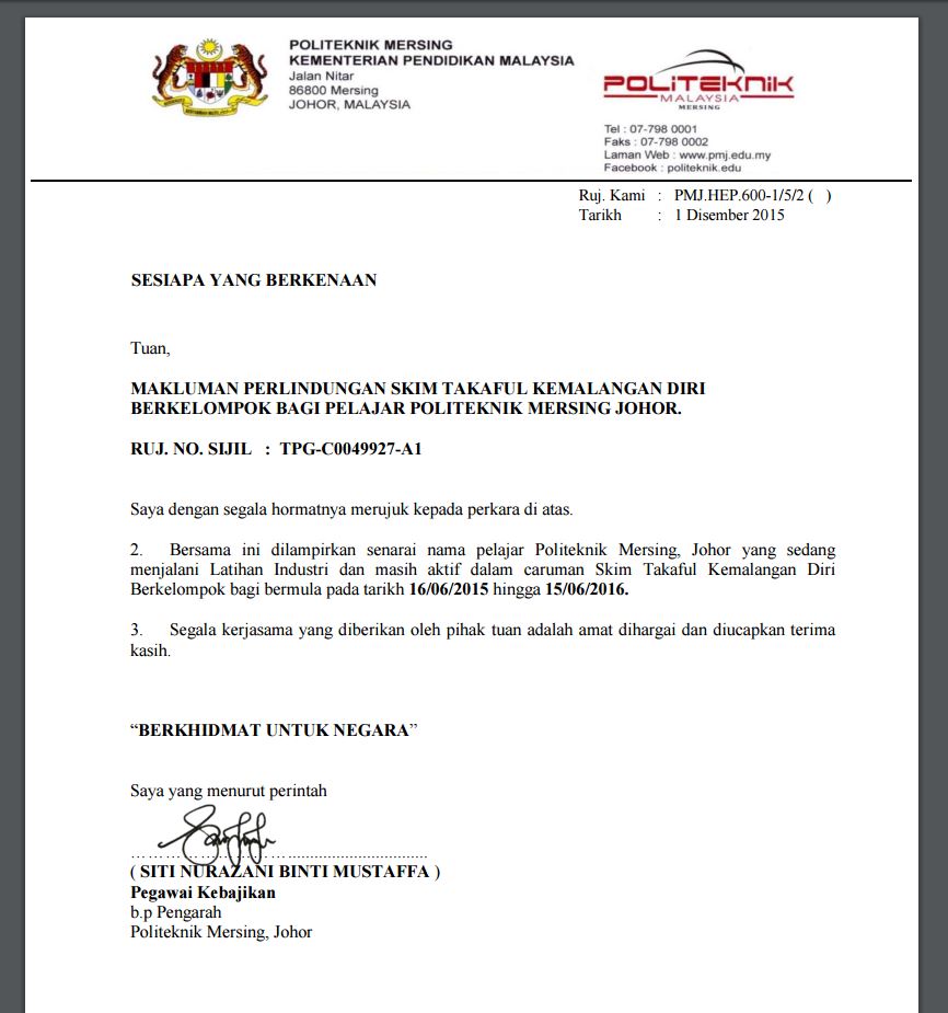 Surat Pengesahan Pelajar Uitm