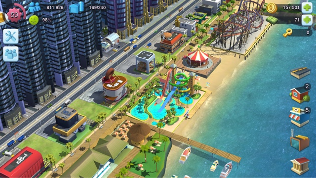 シムシティ ビルドイット ビーチエリアにジェットコースター完成 Simcity Buildit 攻略日記