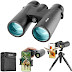 12x42 HD Binoculars for Adults with Upgraded Phone Adapter, Tripod and Tripod Adapter - Large View Binoculars with Clear Low Light Vision - Waterproof Binoculars for Bird Watching Hunting Travel