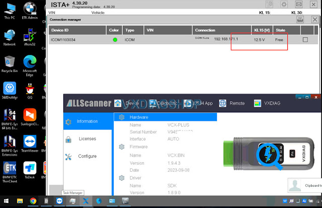 VXDIAG VCX SE BMW Firmware Error No Voltage 4