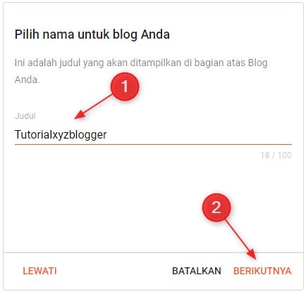 Pilih nama untuk blog Anda