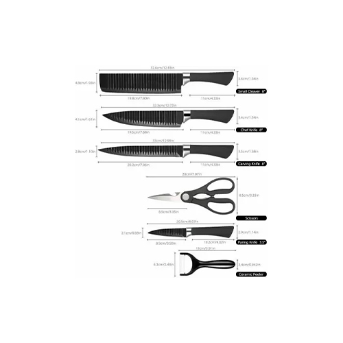 Family Kitchen Knife Set 6 In 1 Kitchen Scissors Fruit Peel Set (ER-0238A)