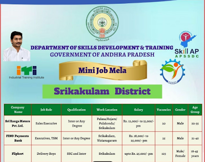 Job Mela in AP: Ellundi Job Mela in AP.. Jobs in 2 other companies along with Flipkart.. with salary up to Rs.25 thousand..  Job Mela in AP: ఏపీలో ఎల్లుండి జాబ్ మేళా.. Flipkartతో పాటు మరో 2 సంస్థల్లో జాబ్స్.. రూ.25 వేల వరకు వేతనంతో..
