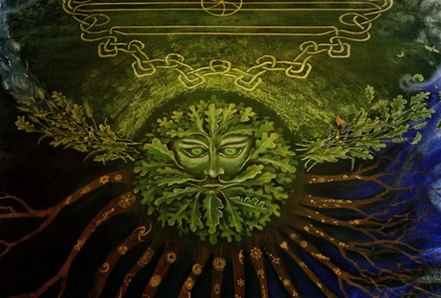 Зеленый Человек, нарисованный на потолке