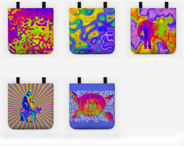 Tote bags with psychedelic prints