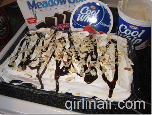 To finish the cake top with another thick layer of COOL WHIP