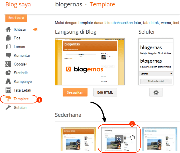 Cara Mengganti Template Blog Bawaan Blogger