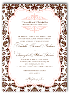 custom damask wedding invitation design