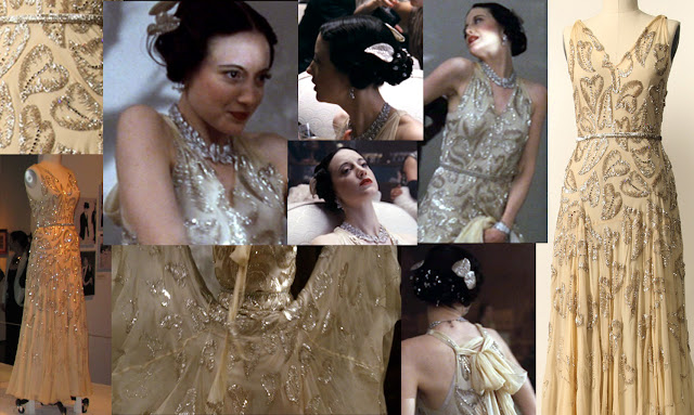 Fabulous Film Fashions W.E.  - Wallis - Cream Chiffon Leaf Beaded Gown  - Madeleine Vionnet