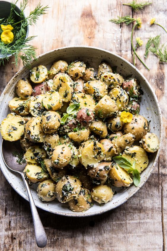 The Best Herby Potato Salad | halfbakedharvest.com #summer #easyrecipe #vegan #potatoes