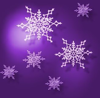 Big and small white snowflakes in violet background color image