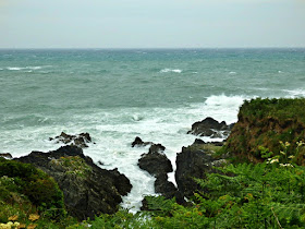 Rugged rocks and tide along the coatsal path