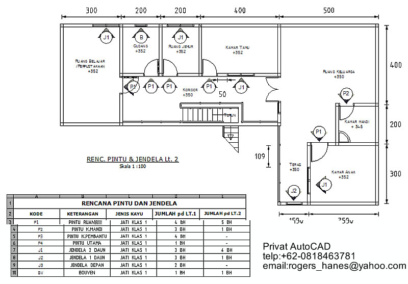 PRIVAT AutoCAD  Profesional Gambar Rencana Pintu  dan  