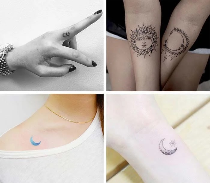 Sun And Moon Small Tattoo