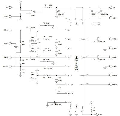 class AB power amplifier by using STA543SA 