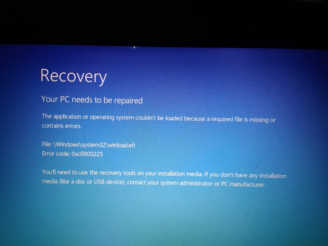 cara mengatasi your pc needs to be repaired Error code: 0xc0000225