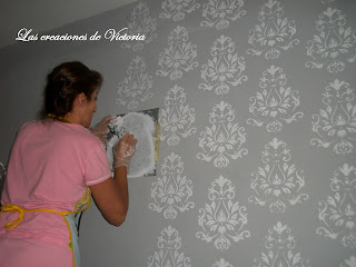 Las creaciones de Victoria. Stencil en dormitorio.Plantillas de stencil