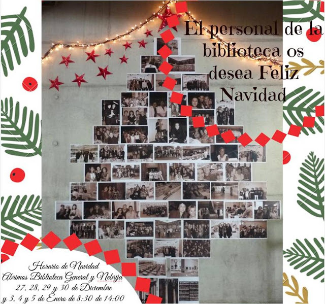 Ya está aquí la Navidad y el personal bibliotecario os desea que paséis unos Felices Días de descanso.