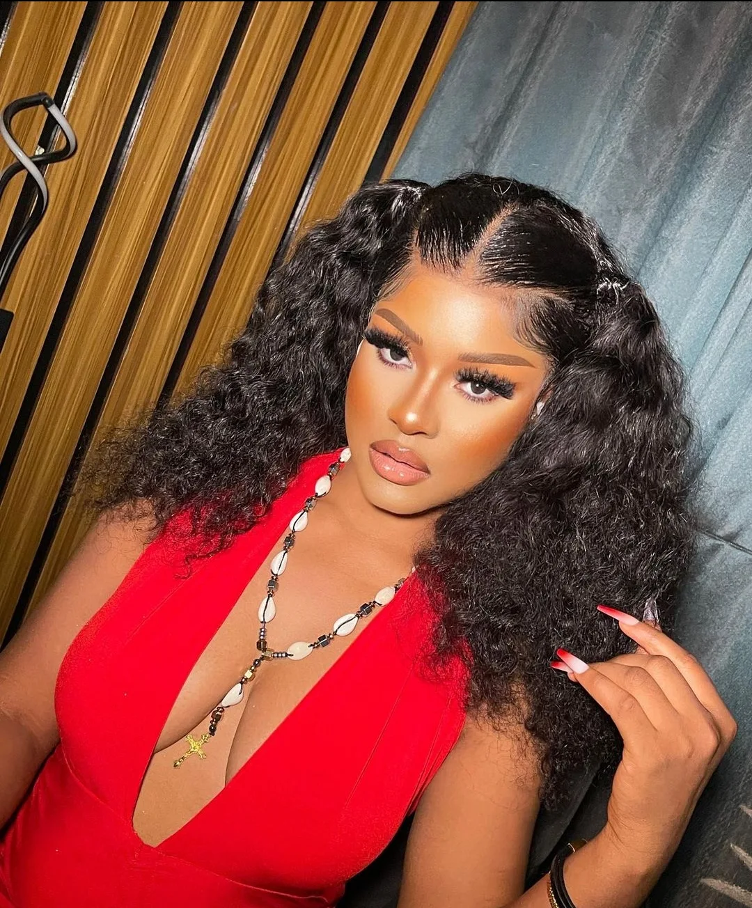 BBNaija Phyna looks beautiful in a stunning red outfit (photos).